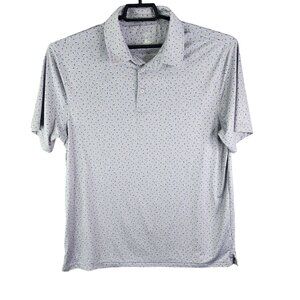 Men's Gray Members Mark Performance Polo Shirt Geometric Print Short Sleeve L